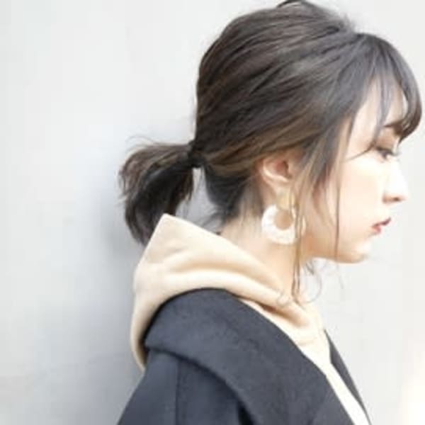 ポニテ イヤリングカラー アレンジ ボブ セミロング