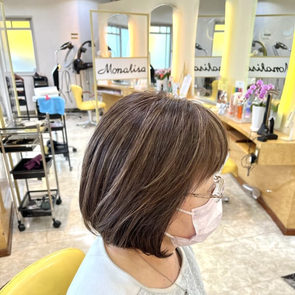 60代【白髪ぼかし(極細ハイライト】