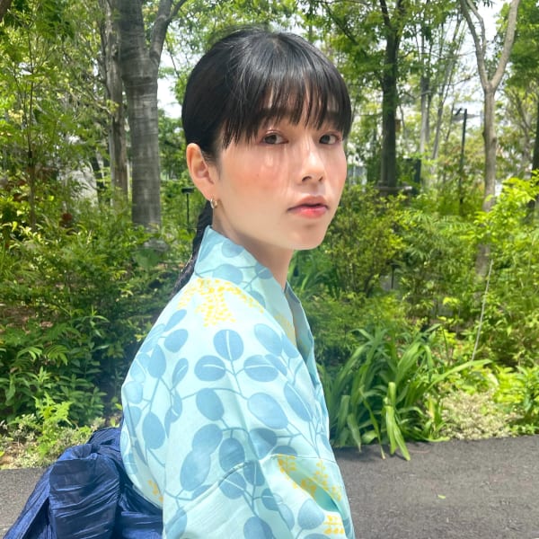 黒髪ロングタイトポニーアレンジ 浴衣着付け