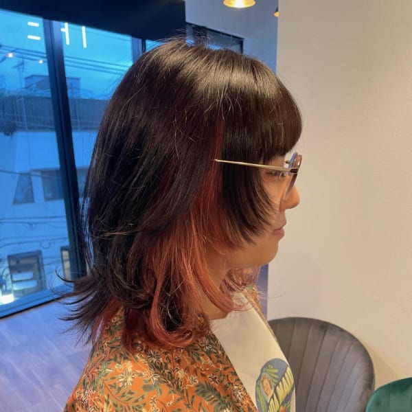 《kitin吉祥寺》インナーカラー　ピンクオレンジ