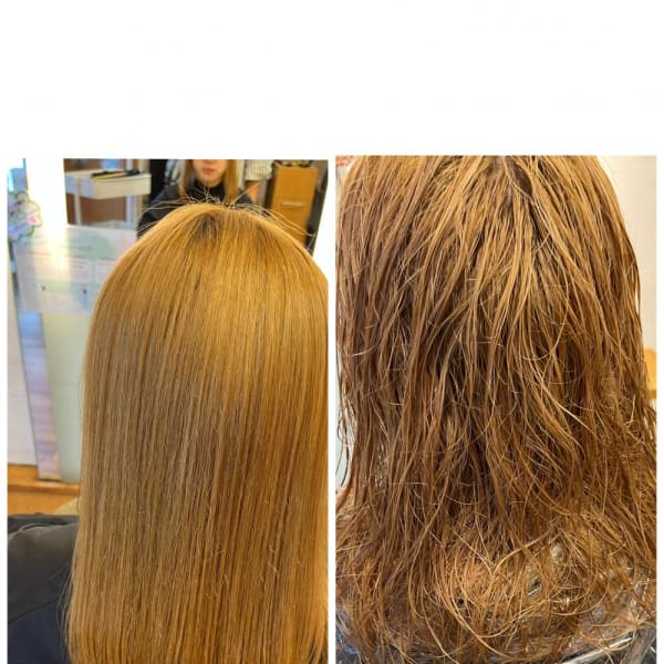 ブリーチ毛に縮毛矯正