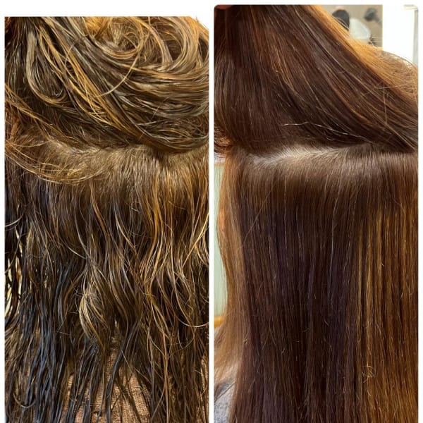 白髪ぼかしハイライトに酸性ストレート