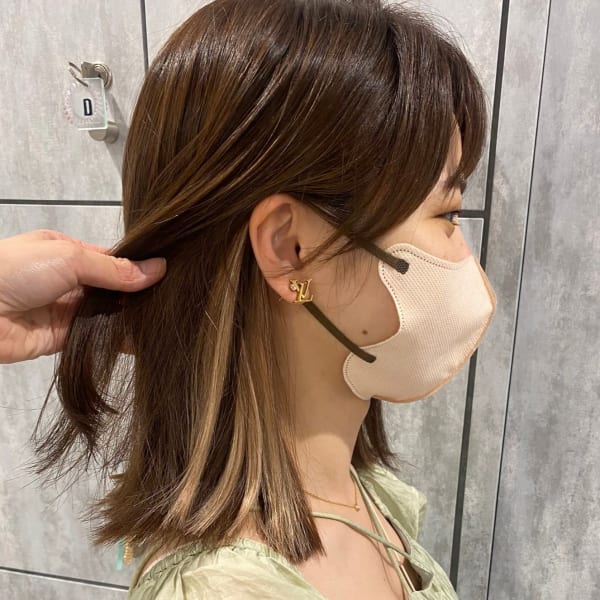 インナーカラー　ミルクティーベージュ　エクステ