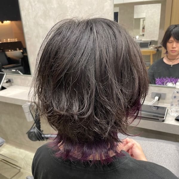 ウルフ/メンズウルフ/インナーカラー/インナー紫