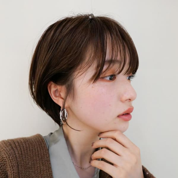 ワイドバングおしゃれなショートボブ横浜大人可愛いミニボブ前髪