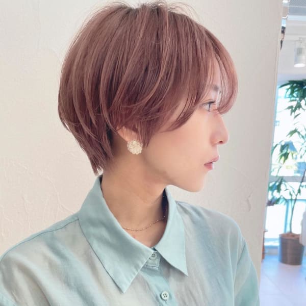 20代30代40代黒髪前下がりショートボブ丸みショート