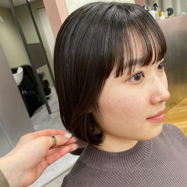 斜めバング/グレージュカラー/デザインカラー/学芸大学