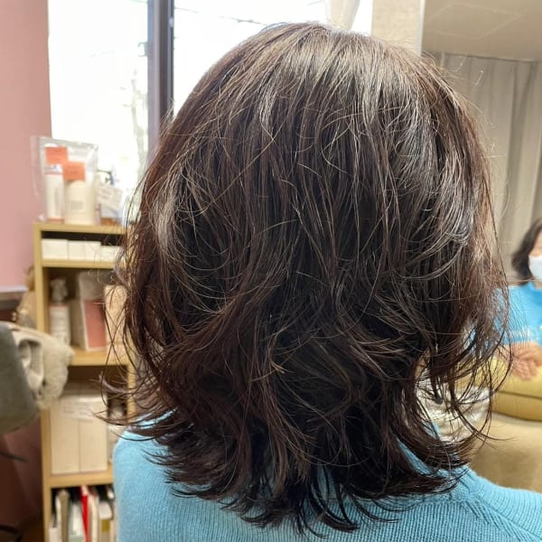 斜めバング/グレージュカラー/デザインカラー/学芸大学