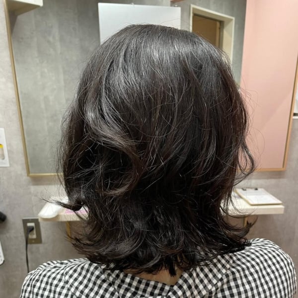 斜めバング/グレージュカラー/デザインカラー/学芸大学