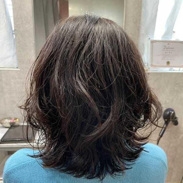 斜めバング/グレージュカラー/デザインカラー/学芸大学