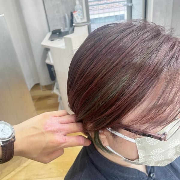 斜めバング/グレージュカラー/デザインカラー/学芸大学