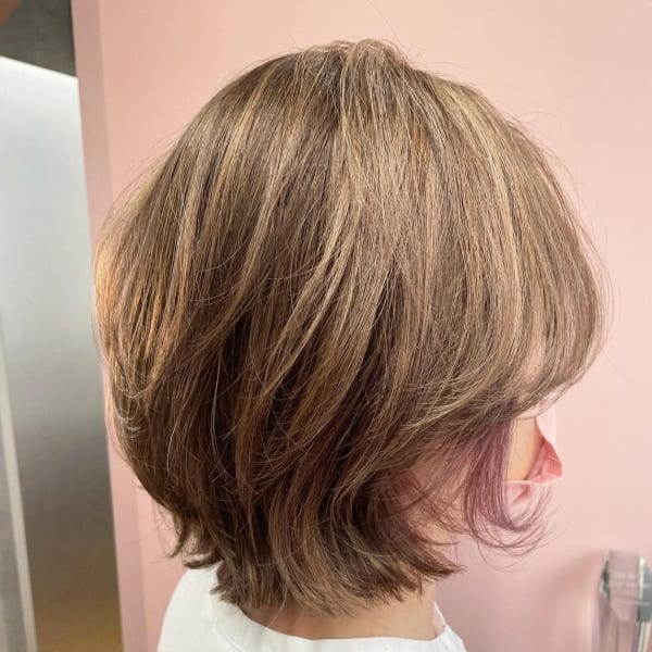 斜めバング/グレージュカラー/デザインカラー/学芸大学