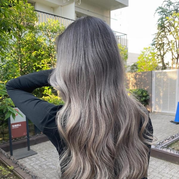 外国人風バレイヤージュ、ハイライトカラー、シャドールーツ