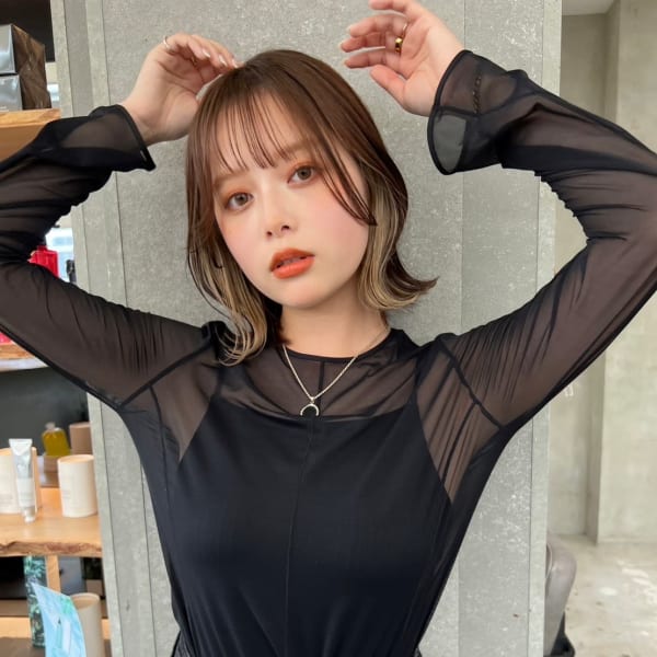 ボブ デザインカラー イヤリングカラー ケアブリーチ