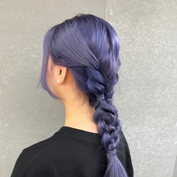 ダブルカラー ケアブリーチ 編み込みアレンジ