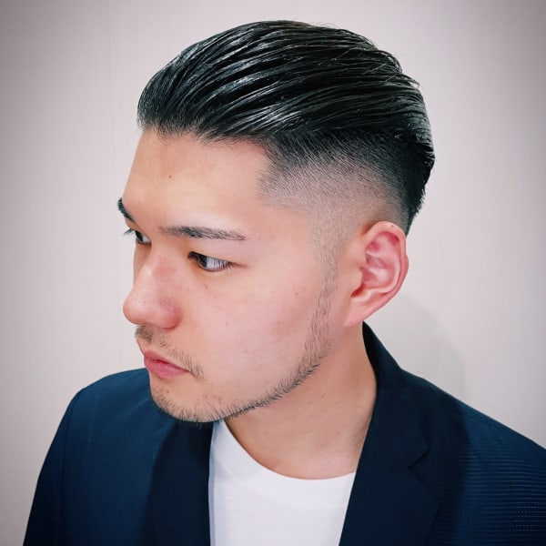 スリックバック　オールバック　フェード　ビジネス　六本木