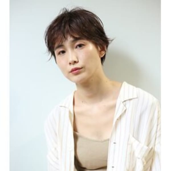 外はねショート×オレンジグレージュ