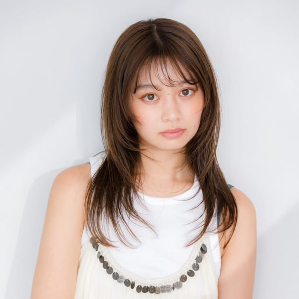 顔まわりレイヤーウルフミディアム