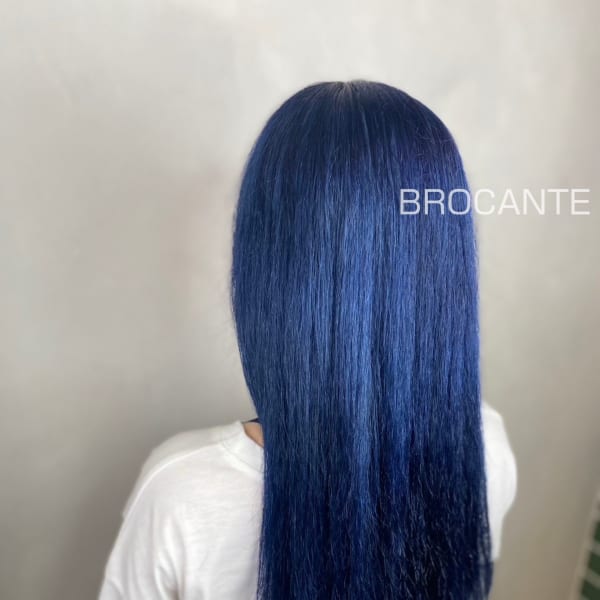 青髪 blue wカラー ケアブリーチ ブリーチオンカラー