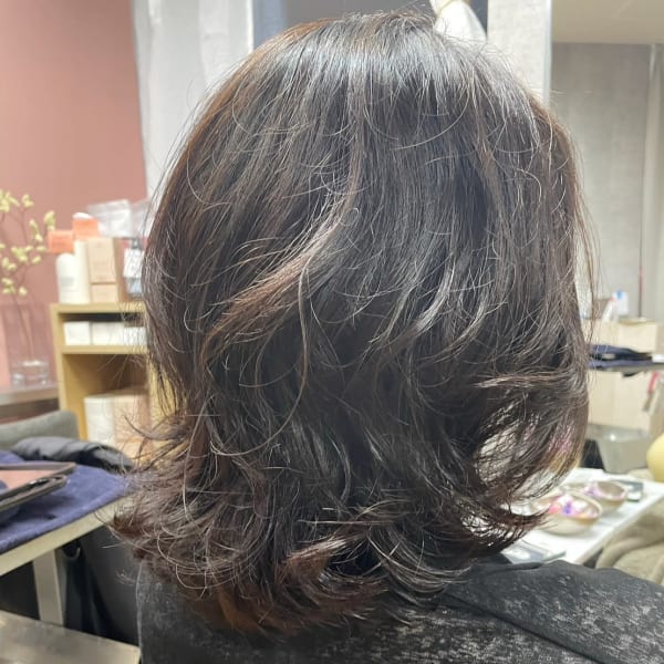 斜めバング/グレージュカラー/デザインカラー/学芸大学