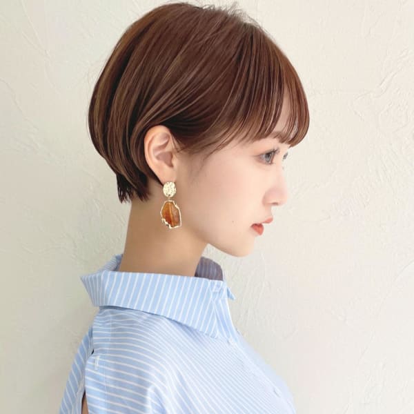 20代30代40代黒髪前下がりショートボブ丸みショート