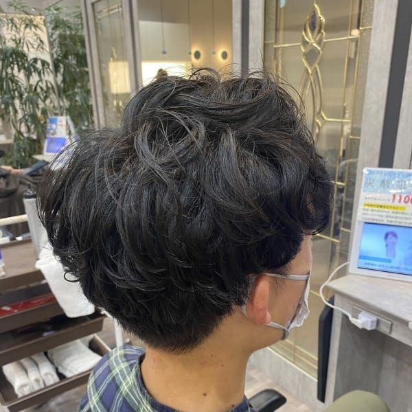 ツーブロ+ナチュラルパーマ|Y/JINGU