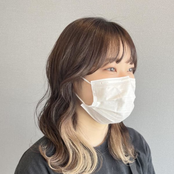 《kitin吉祥寺》グレージュ×ホワイトインナー ロング