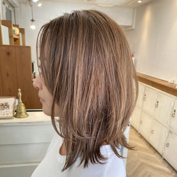 ハイライトたっぷりの明るめバニラベージュ梅ヶ丘豪徳寺美容室