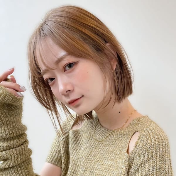 【ケアブリーチで叶える】ベージュブラウン×ぷつっとボブ|LaBless ザ北浜PLAZA《髪質改善/ヘッドスパ/オージュア/メンズ歓迎》