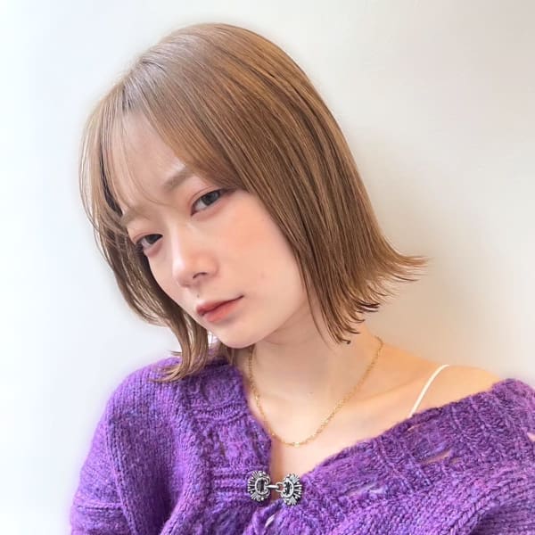 【ケアブリーチで叶える】定番ベージュカラー×あご下ボブ|LaBless ザ北浜PLAZA《髪質改善/ヘッドスパ/オージュア/メンズ歓迎》