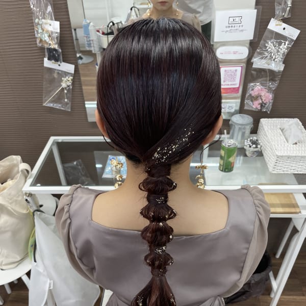 タイト編みおろしヘア