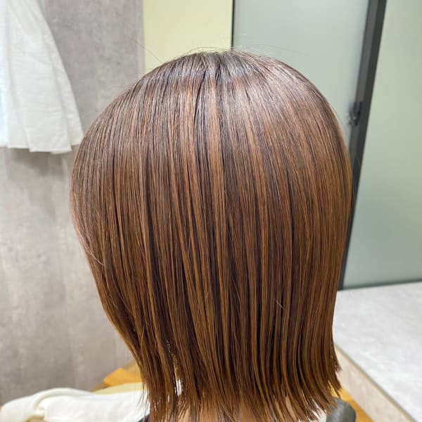 前髪/マチルダボブ/ピンクベージュ/インナーグレージュ/学芸