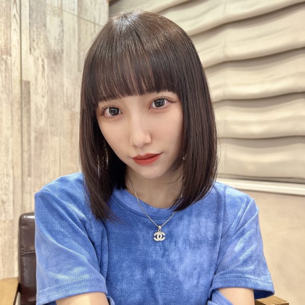 上品/面長対策/ぱっつん前髪/丸み/小顔ボブ