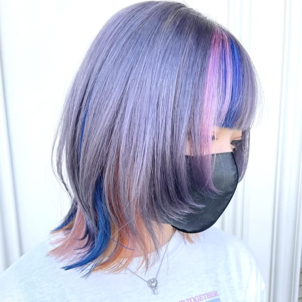 グレー×ピンク、オレンジ、ブルー