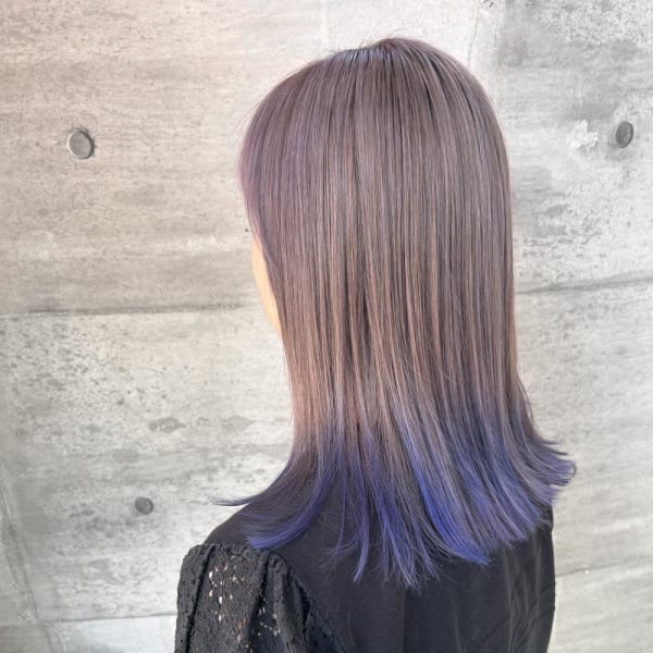 【天神】グラデーションカラー/パープル/セミロング☆山之内