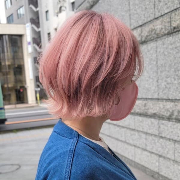 ウルフボブ×スモーキーピンク