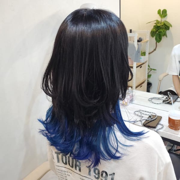 青系多色使いインナーカラーウルフ