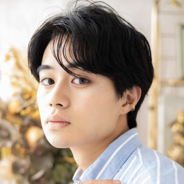 黒髪グレージュカラー前髪パーマ束感ショート アッシュブラック|COVER HAIR bliss【カバーヘア ブリス】上尾/上尾西口店