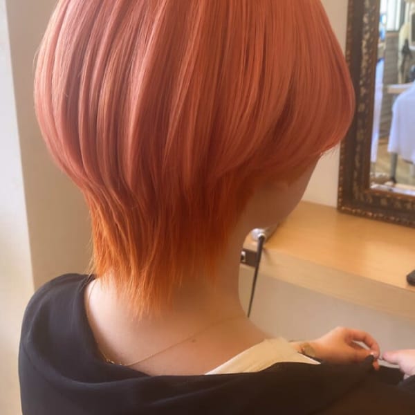 【　ショートボブ　／　ペールオレンジ　】