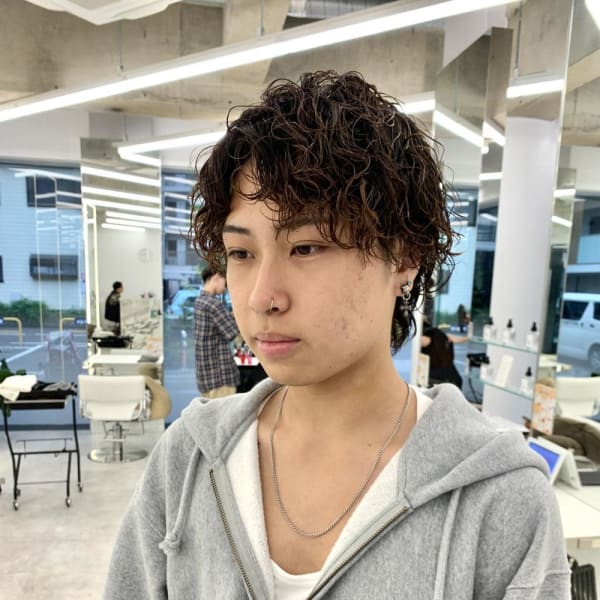 メンズツイストスパイラルパーマ|Brown