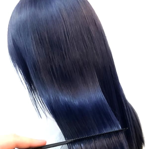 ロング×ネイビー/ブリーチ/ダブルカラー/韓国