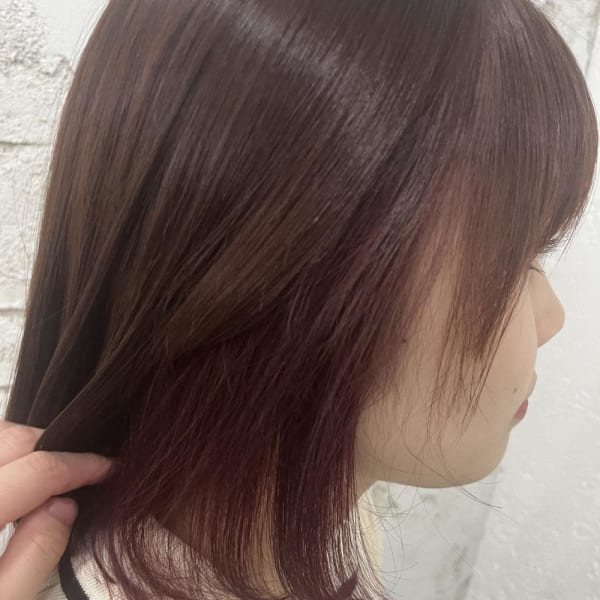 インナーカラー×ワインレッド暖色カラー