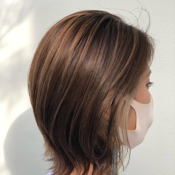 筋感ハイライト×インナーカラー×ミニウルフ