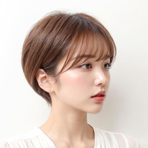 20代30代大人可愛いアッシュベージュくびれボブ耳掛け透明感