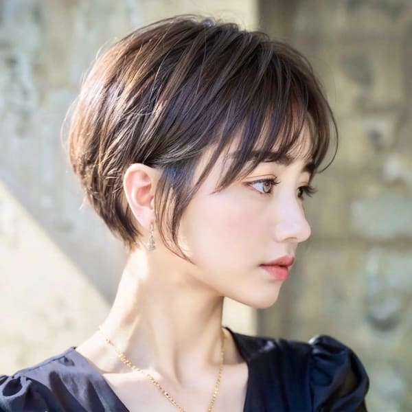 20代30代40代50代大人可愛いひし形丸み絶壁解消ショート