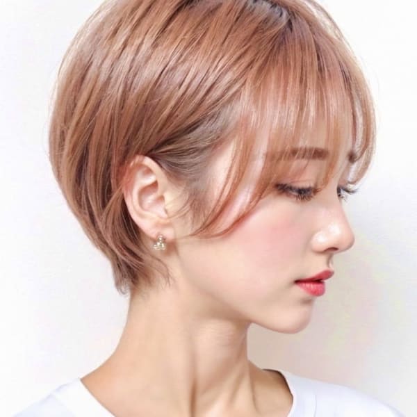 小顔耳かけハイトーンショートボブ/大人可愛い20代30代40