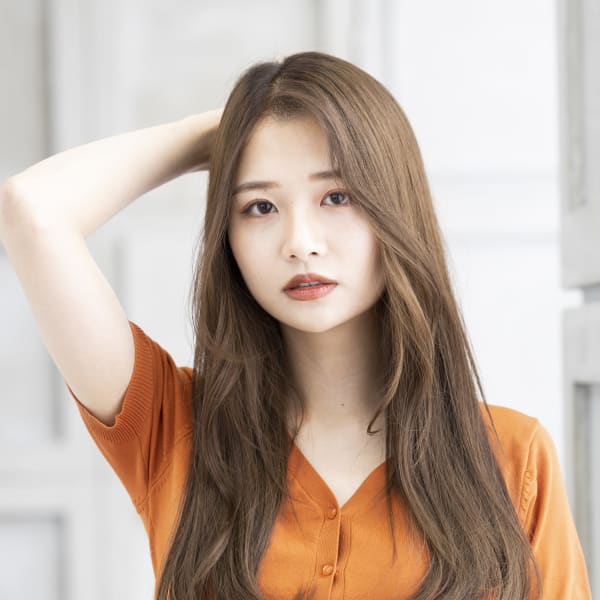 【Totia堀江】斜めバング×レイヤーロング×アッシュオリー|Totia 堀江