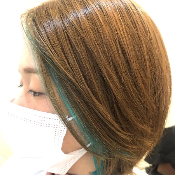 ブラウンヘアのボブにインナーで遊びを！|プラネットヘア