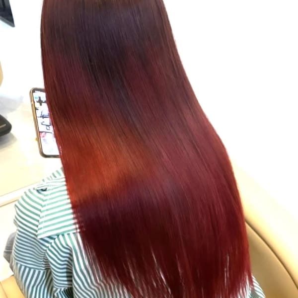 ロング×レッド/ブリーチ/ダブルカラー/韓国