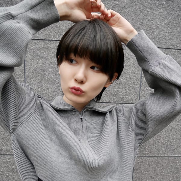 黒髪ショートウルフ/顔まわりカット【有海一生】ノンジアミン |shushu    organic & hair